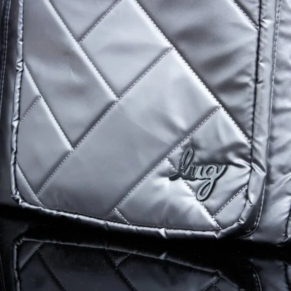 Lug Drifter Quilted Silver Tote Bag With Double Zipper Closure & Multi-Pockets - Picture 3 of 12